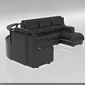 Modern Black Leather L shaped Sofa Set With Armrests And Ottoman 3d model