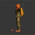 Orange Brown Functional Workwear Outfit With Helmet Pockets Straps And Boots