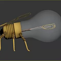 Golden Insect Shaped Bulb Lamp Unique Decorative Furniture With Artistic Wings And Spiral Legs