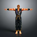 Game Character Design With Black Martial Arts Uniform And Headband