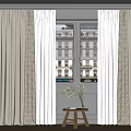 Layered Grey Curtains With White Sheer Panels For Double Window Interior Decor