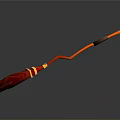 Red Orange Magic Broom Weapon With Curved Handle And Yellow Accents
