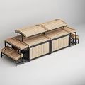 Fruit Store Fresh Fruit Display Shelves With Wooden Counter And Metal Frame Design