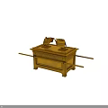 Golden Household Decorative Chest With Ornamental Objects And Long Poles