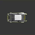 White Car Body Frame With Open Doors And Structural Components On Stands 3d model