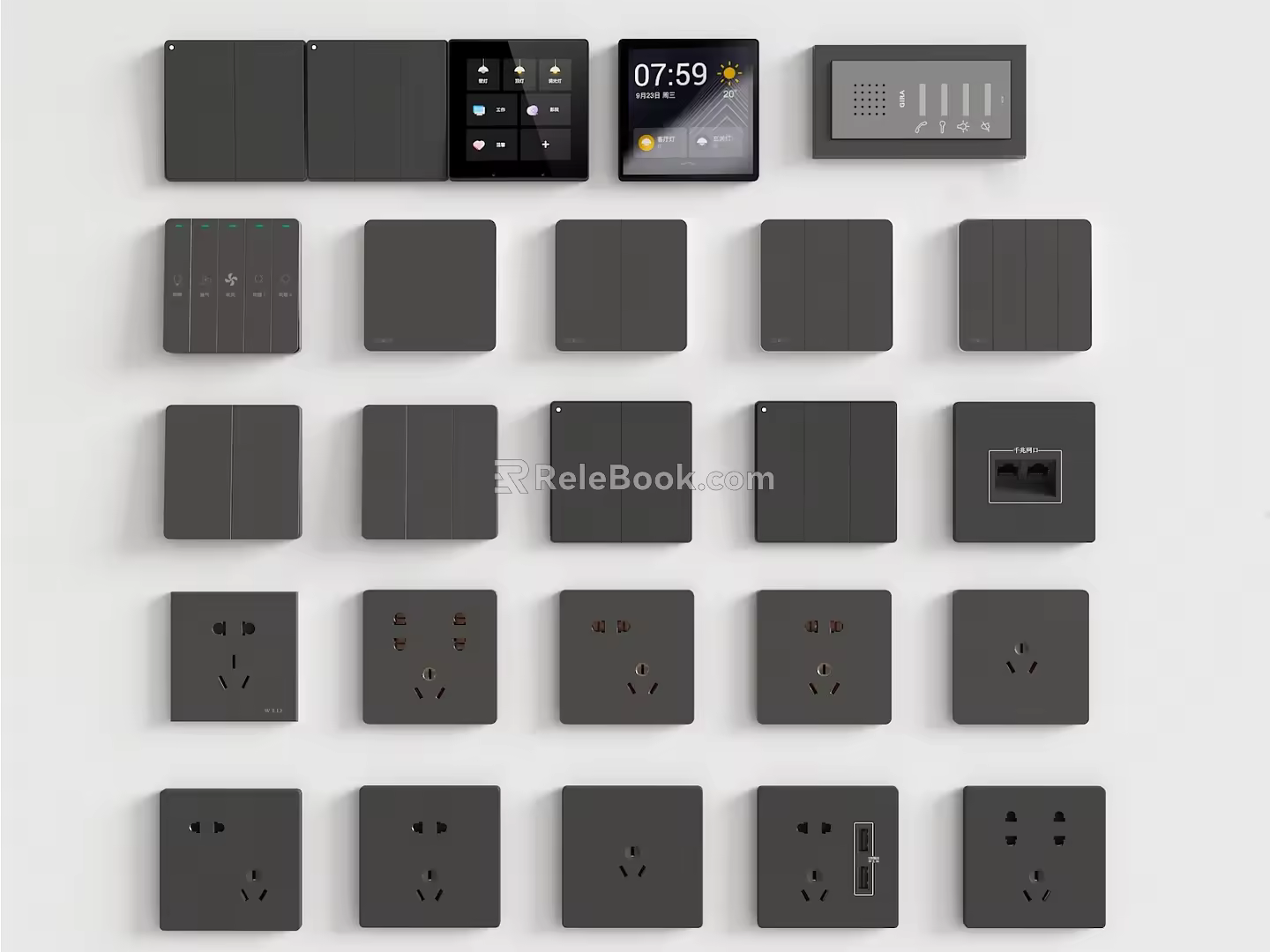 Modern switch socket smart panel 3d model