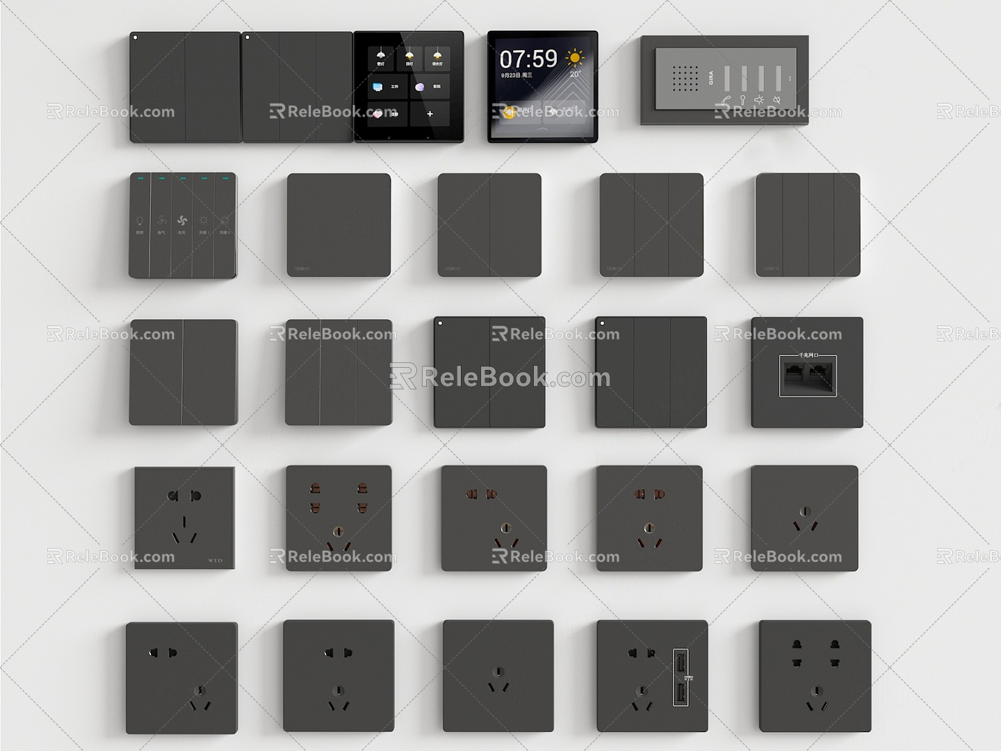 Modern switch socket smart panel 3d model