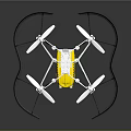 Yellow and White Drone With Black Protective Guards Four Propellers And Stable Structure Design 3d model