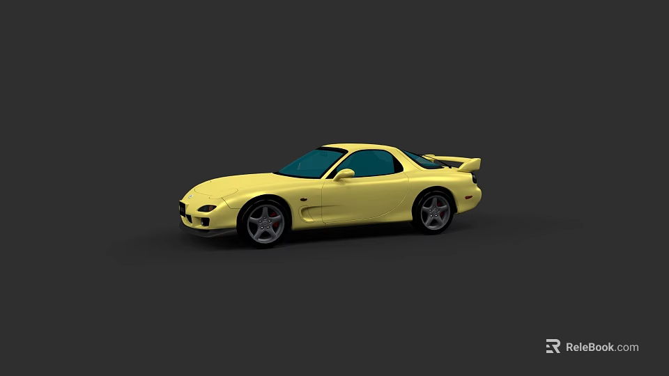 Yellow Sports Car With Sleek Design Rear Spoiler And Alloy Wheels 3d model 
