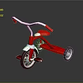 Red And White Children's Tricycle With Simple Design And Three Wheels