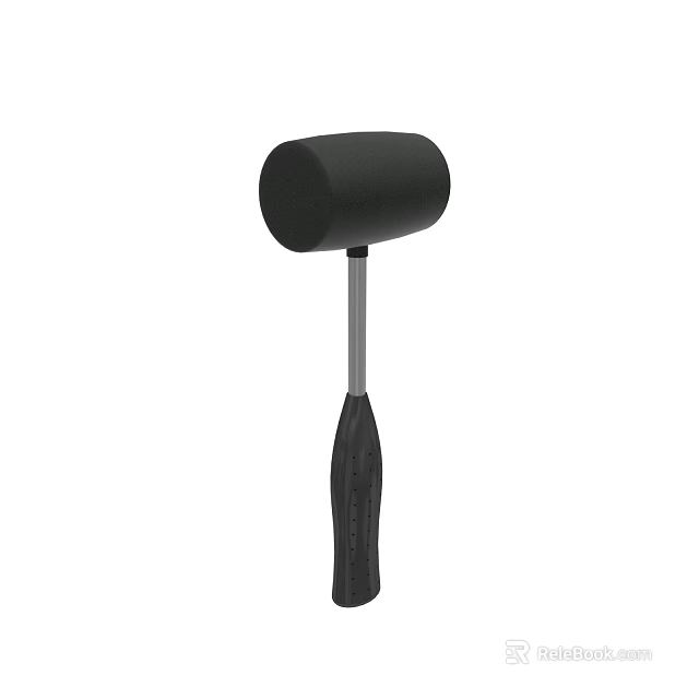 Professional Black Head Hammer Tool With Silver Metal Handle And Ergonomic Grip 3d model 