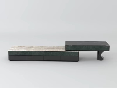 Modern TV Stand With Two Tier Design Dark And Light Top And Drawer Storage 3d model