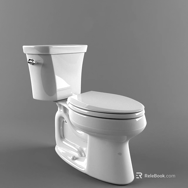 White Modern Ceramic Toilet With Sleek Surface And Clean Lines Design 3d model 
