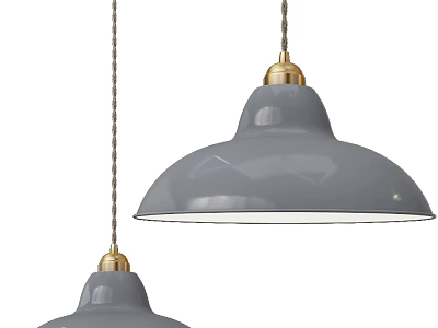Modern Gray Pendant Lights With Gold Top And Sleek Metal Hanging Chain Design 3d model