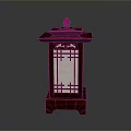 Traditional Red Wooden Chinese Lantern With Lattice Window And Warm Light Glow