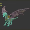 3D Fantasy Dragon With Green Blue Scales Large Wings Red Claws And Mythical Creature Design