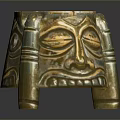 Ancient Golden Artifact Featuring Human Face Carving And Leg Shaped Base 3d model