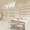 Modern Beauty Hair Salon Interior With White Reception Desk Sofa Mirror And Product Shelves