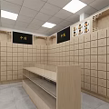 Traditional Chinese Medicine Pharmacy Interior With Wooden Drawers Counter And Signs