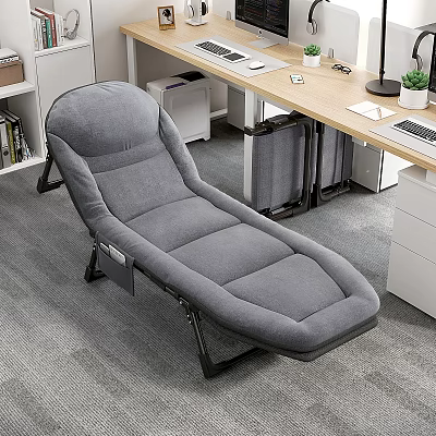 Comfortable Gray Recliner In Office With Desk And Storage Cabinets 3d model