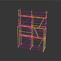 Sturdy Metal Scaffolding Frame with Red Horizontal Bars for Construction Work 3d model