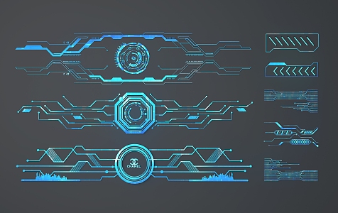 Modern science and technology line science and technology elements 3d model