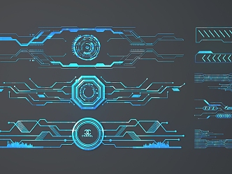 Modern science and technology line science and technology elements 3d model