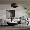 Quiet sofa tea table combination 3d model
