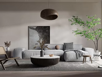 Quiet sofa tea table combination 3d model