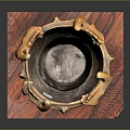 Carved Wooden Decorative Container With Animal Shaped Top On Red Wooden Base For Home Decor