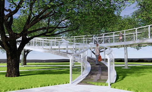 Modern Observation Deck Forest Park Landscape Park Curve Special-shaped Plank Road Viewing Platform Glass Plank Road Steel Net Plank Road 3d model