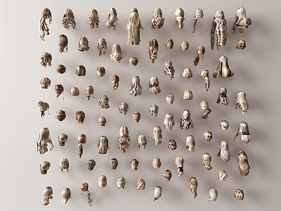 Silver Jewelry Accessories With Various Shapes Arranged On Light Colored Background 3d model