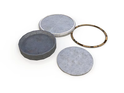 Round Metal Equipment Components With Discs Ring And Different Textured Surfaces 3d model