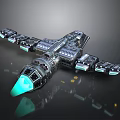 Futuristic Cosmic Spaceship Design With Glowing Blue Engine And Detailed Structure
