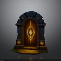 Mystical Stone Doorway With Glowing Diamond Ornament Luminous Sides And Warm Light