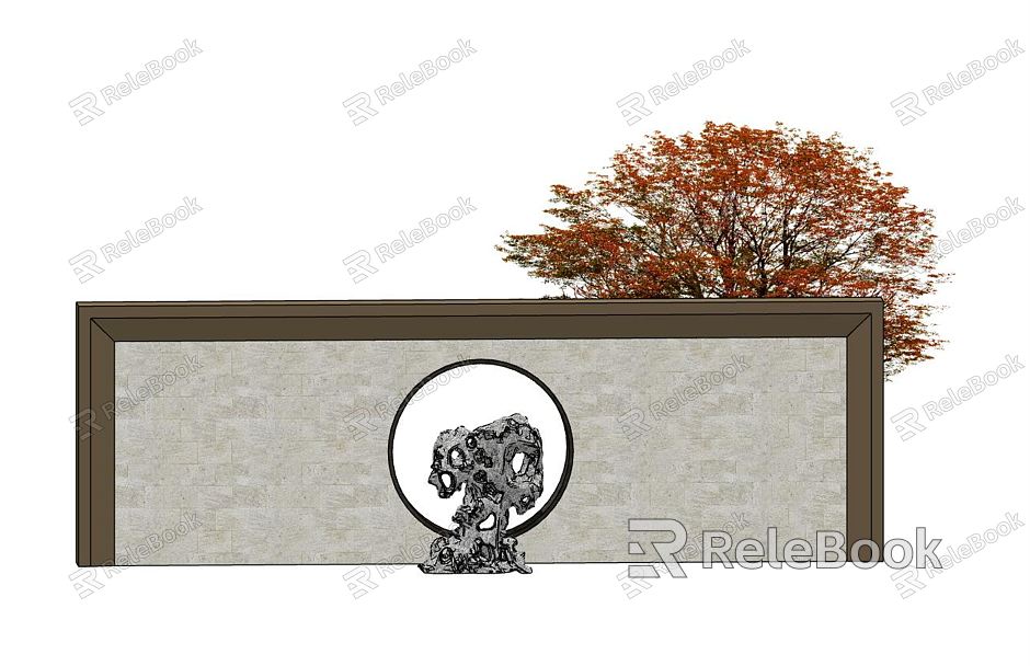 New Chinese Style Landscape Wall model