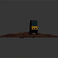 Small Yellow And Black Excavator On Red Ground With Cab And Bucket