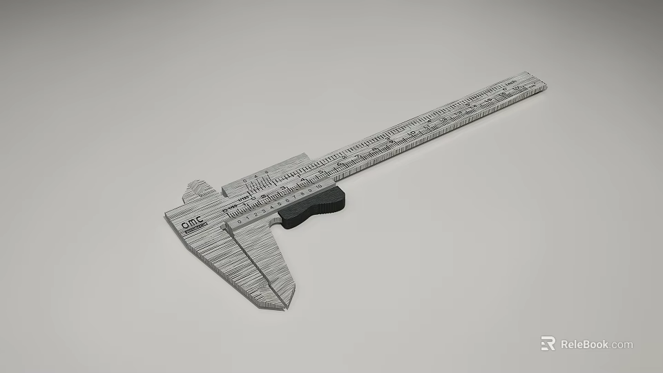 Precision Metal Vernier Caliper With Detailed Accurate Scale For Industrial Measurement 3d model 