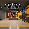 Modern Fitness Gym Interior Featuring Training Floor Markings Exercise Equipment Large Windows And Mirror Walls