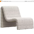 Comfortable Modern Single Seater Sofa With Beige Textured Fabric Curved Design For Living Room
