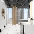 Modern Front Desk Reception With Curved White Walls Female Staff Computer Potted Plant