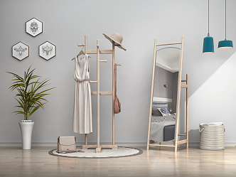 Nordic Clothes Hanger Coat Rack 3d model