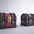 European-style Retro Treasure Chest Exquisite Chest Wooden Treasure Chest Retro Medieval Treasure Chest 3d model