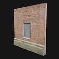 Traditional Red Brick Building Exterior Wall With Small Window And Concrete Base
