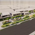 Modern Commercial Street Featuring Modern Buildings Greenery Pedestrian Areas And Shops