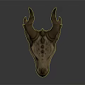 Detailed Animal Skull Organ Structure With Horns And Textured Bone Surface