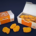 Fried Chicken Pieces in Open White and Orange Box with Closed Box and Scattered Pieces