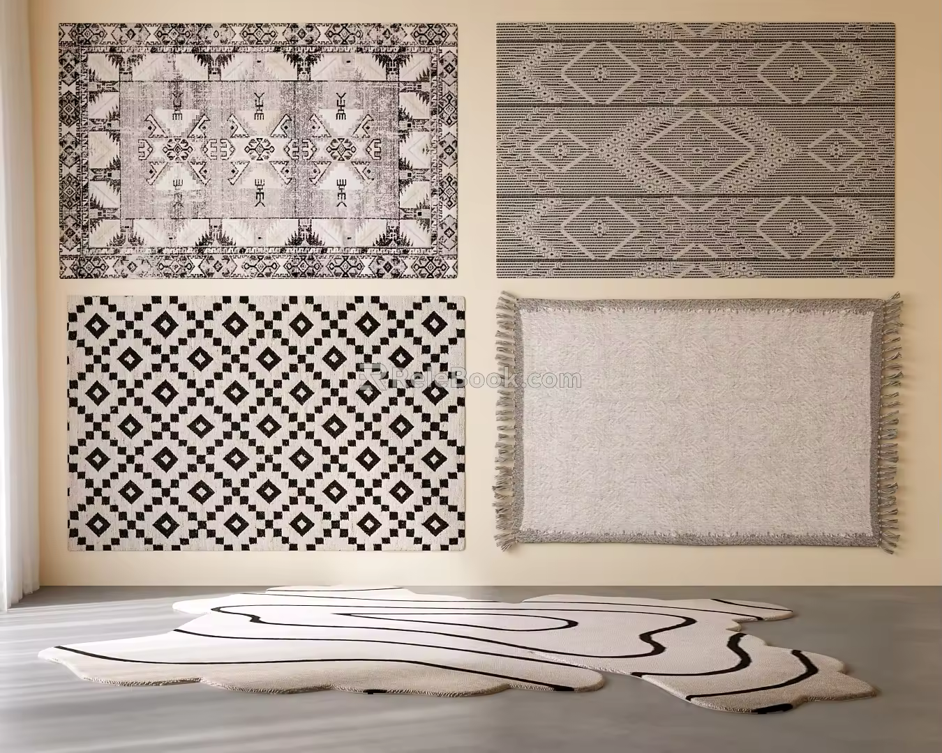 Modern Middle-ancient Style Carpet Special-shaped Carpet Square Carpet Italian Carpet Living Room Carpet Gray Carpet Study Room Carpet Middle-ancient 3d model