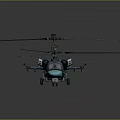 Military Dark Blue Helicopter With Twin Rotors Blue Nose And Weapon Systems