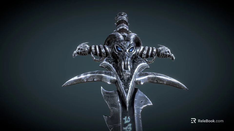 Mythical Fantasy Sword With Ornate Hilt Intricate Skull Design And Sharp Blade 3d model 